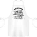 Still Plays With Trains Spotter Spotting Cotton Apron 100% Organic White