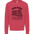 Still Plays With Trains Spotter Spotting Kids Sweatshirt Jumper Heliconia