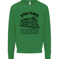 Still Plays With Trains Spotter Spotting Kids Sweatshirt Jumper Irish Green
