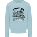Still Plays With Trains Spotter Spotting Kids Sweatshirt Jumper Light Blue