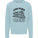 Still Plays With Trains Spotter Spotting Kids Sweatshirt Jumper Light Blue