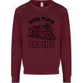 Still Plays With Trains Spotter Spotting Kids Sweatshirt Jumper Maroon