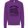 Still Plays With Trains Spotter Spotting Kids Sweatshirt Jumper Purple