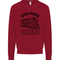 Still Plays With Trains Spotter Spotting Kids Sweatshirt Jumper Red
