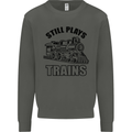 Still Plays With Trains Spotter Spotting Kids Sweatshirt Jumper Storm Grey