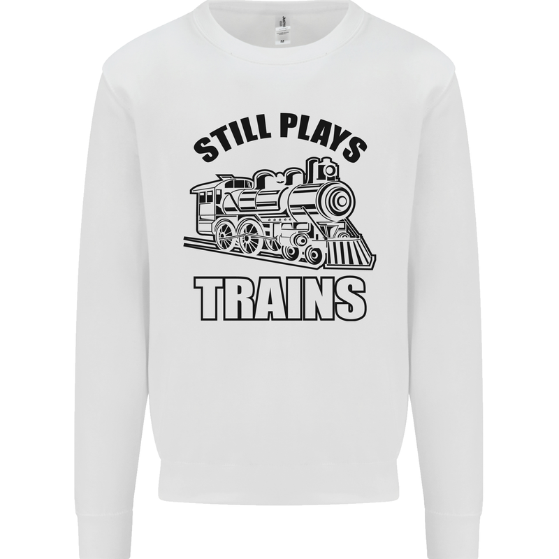 Still Plays With Trains Spotter Spotting Kids Sweatshirt Jumper White