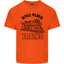 Still Plays With Trains Spotter Spotting Kids T-Shirt Childrens Orange