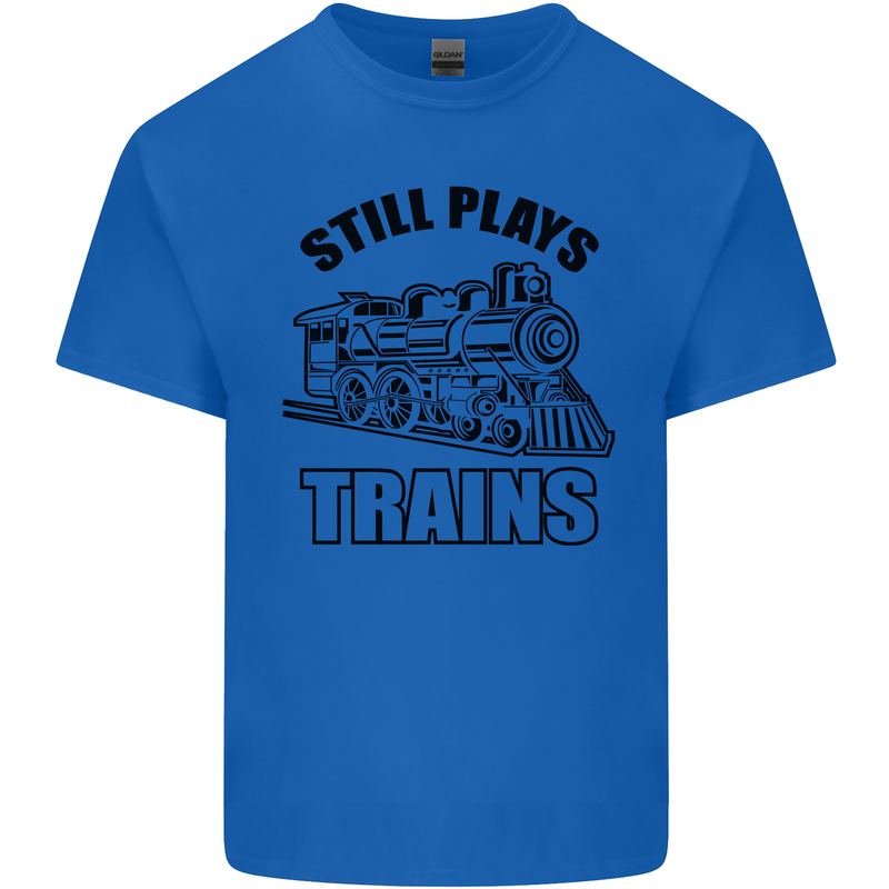 Still Plays With Trains Spotter Spotting Kids T-Shirt Childrens Royal Blue