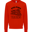 Still Plays With Trains Spotter Spotting Mens Sweatshirt Jumper Bright Red