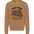 Still Plays With Trains Spotter Spotting Mens Sweatshirt Jumper Caramel Latte