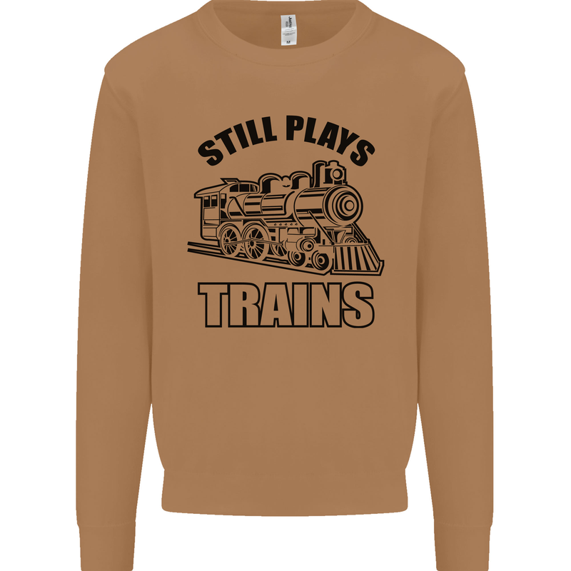 Still Plays With Trains Spotter Spotting Mens Sweatshirt Jumper Caramel Latte