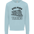 Still Plays With Trains Spotter Spotting Mens Sweatshirt Jumper Light Blue