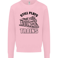 Still Plays With Trains Spotter Spotting Mens Sweatshirt Jumper Light Pink