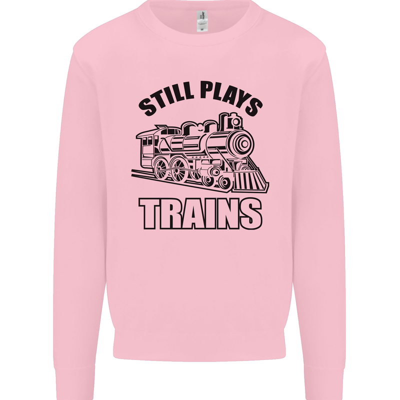 Still Plays With Trains Spotter Spotting Mens Sweatshirt Jumper Light Pink