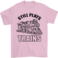 Still Plays With Trains Spotter Spotting Mens T-Shirt 100% Cotton Light Pink