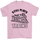 Still Plays With Trains Spotter Spotting Mens T-Shirt 100% Cotton Light Pink