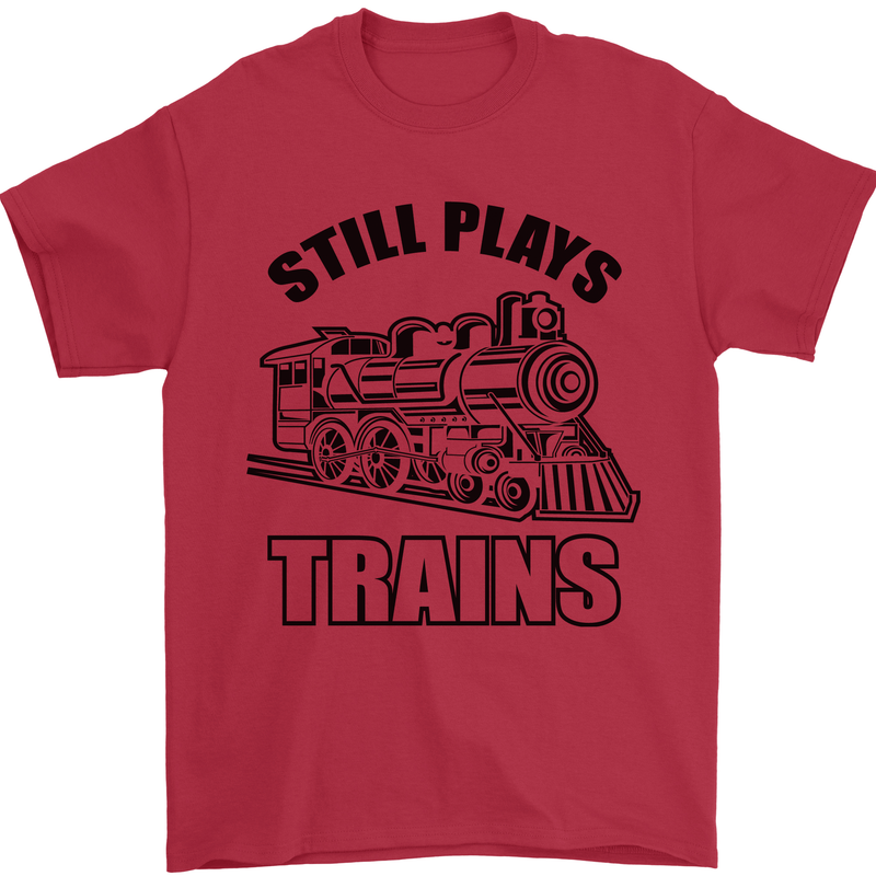 Still Plays With Trains Spotter Spotting Mens T-Shirt 100% Cotton Red