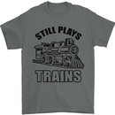 Still Plays With Trains Spotter Spotting Mens T-Shirt Cotton Gildan Charcoal