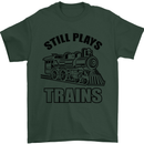 Still Plays With Trains Spotter Spotting Mens T-Shirt Cotton Gildan Forest Green