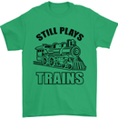Still Plays With Trains Spotter Spotting Mens T-Shirt Cotton Gildan Irish Green