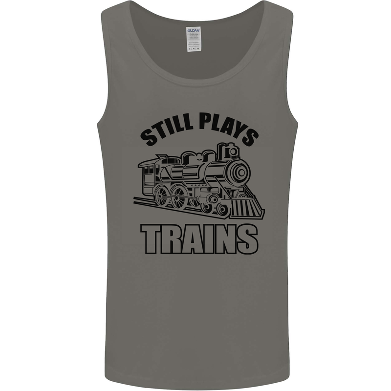 Still Plays With Trains Spotter Spotting Mens Vest Tank Top Charcoal