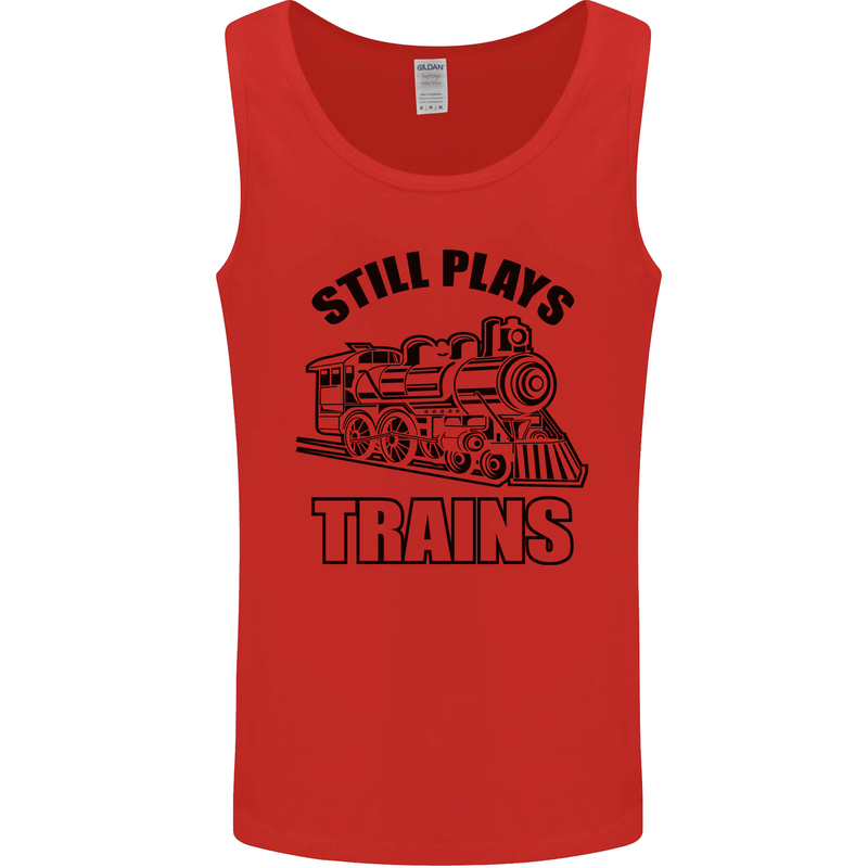 Still Plays With Trains Spotter Spotting Mens Vest Tank Top Red