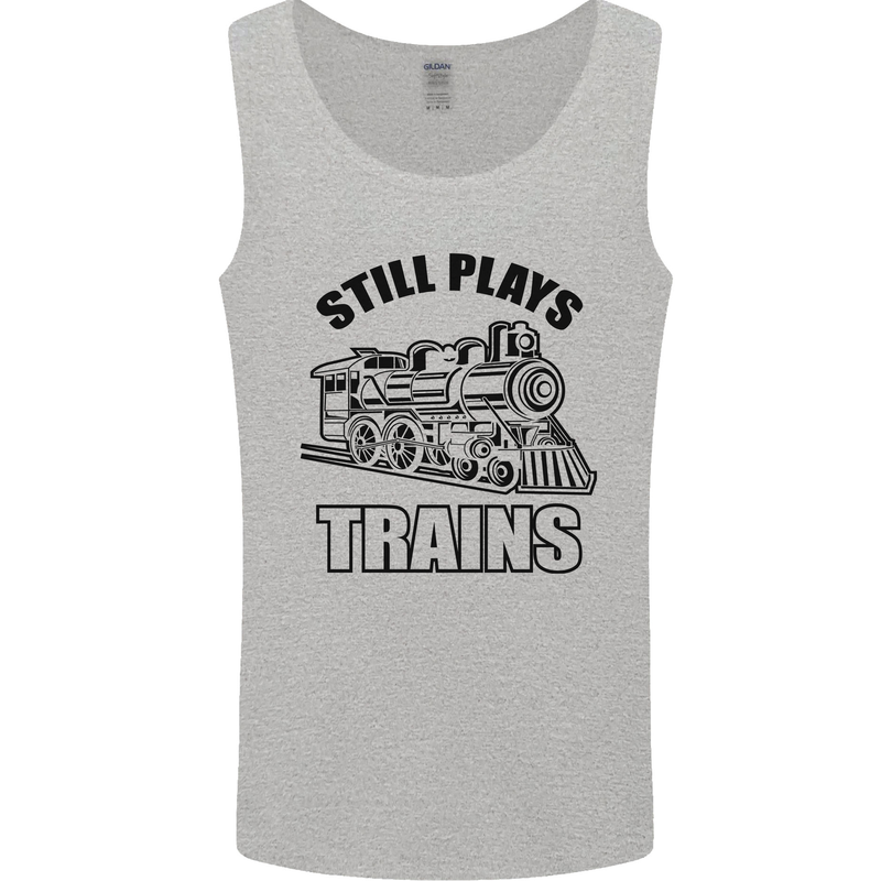 Still Plays With Trains Spotter Spotting Mens Vest Tank Top Sports Grey
