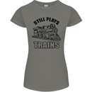 Still Plays With Trains Spotter Spotting Womens Petite Cut T-Shirt Charcoal