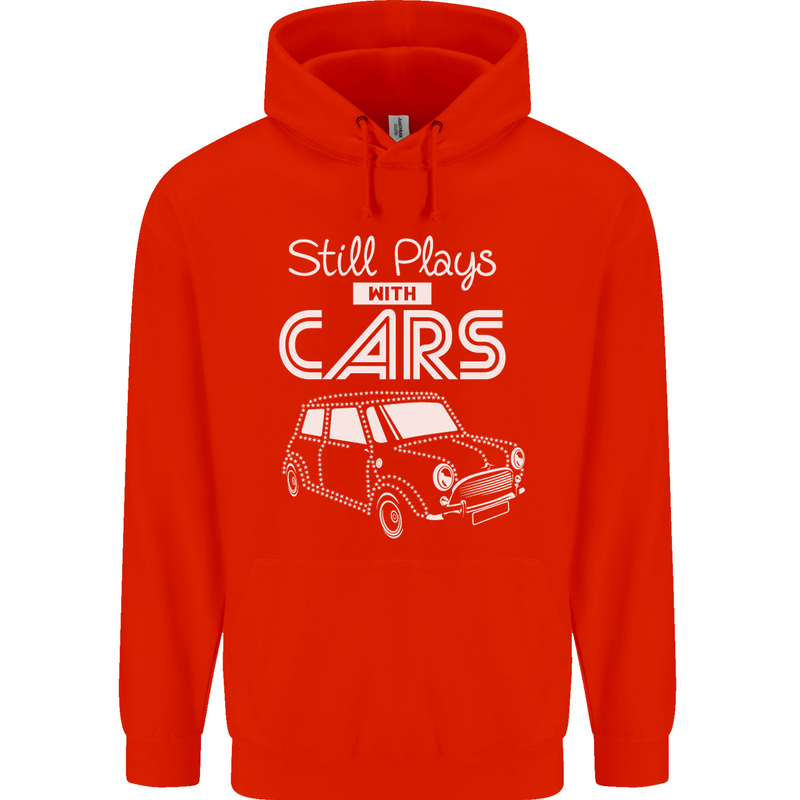 Still Plays with Cars Classic Enthusiast Mens 80% Cotton Hoodie Bright Red