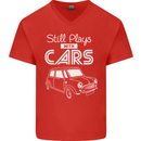 Still Plays with Cars Classic Enthusiast Mens V-Neck Cotton T-Shirt Red