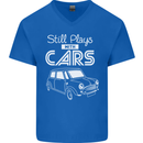 Still Plays with Cars Classic Enthusiast Mens V-Neck Cotton T-Shirt Royal Blue