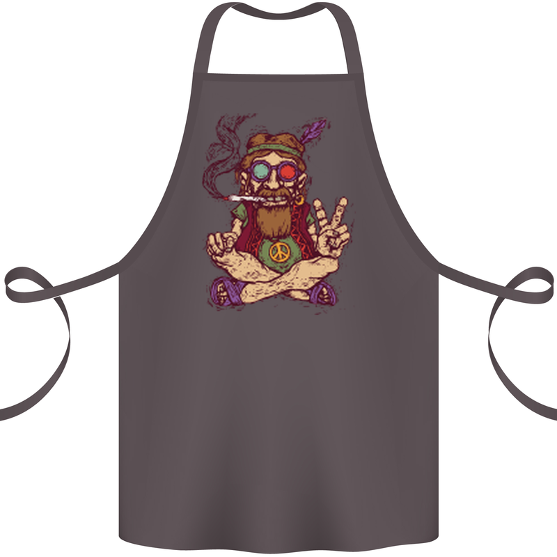 Stoned Hippy Spliff Weed Drugs LSD Acid Cotton Apron 100% Organic Dark Grey