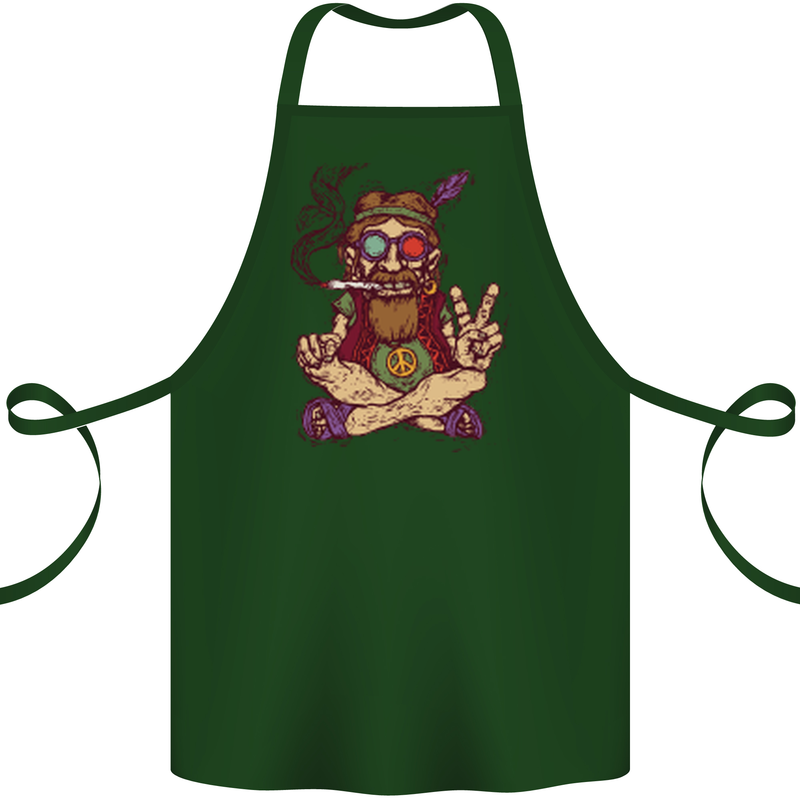 Stoned Hippy Spliff Weed Drugs LSD Acid Cotton Apron 100% Organic Forest Green