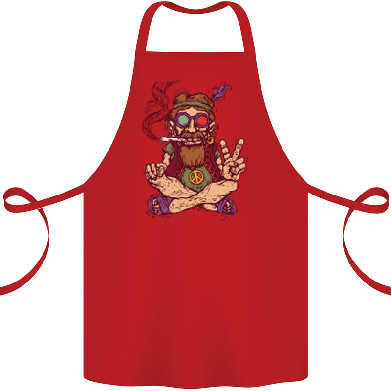 Stoned Hippy Spliff Weed Drugs LSD Acid Cotton Apron 100% Organic Red