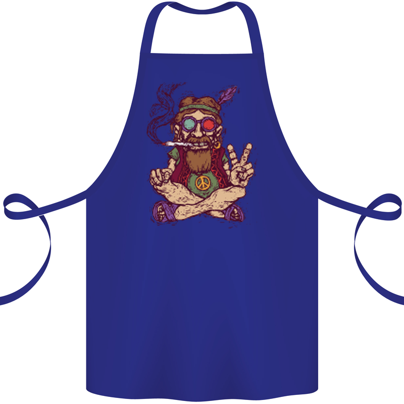 Stoned Hippy Spliff Weed Drugs LSD Acid Cotton Apron 100% Organic Royal Blue