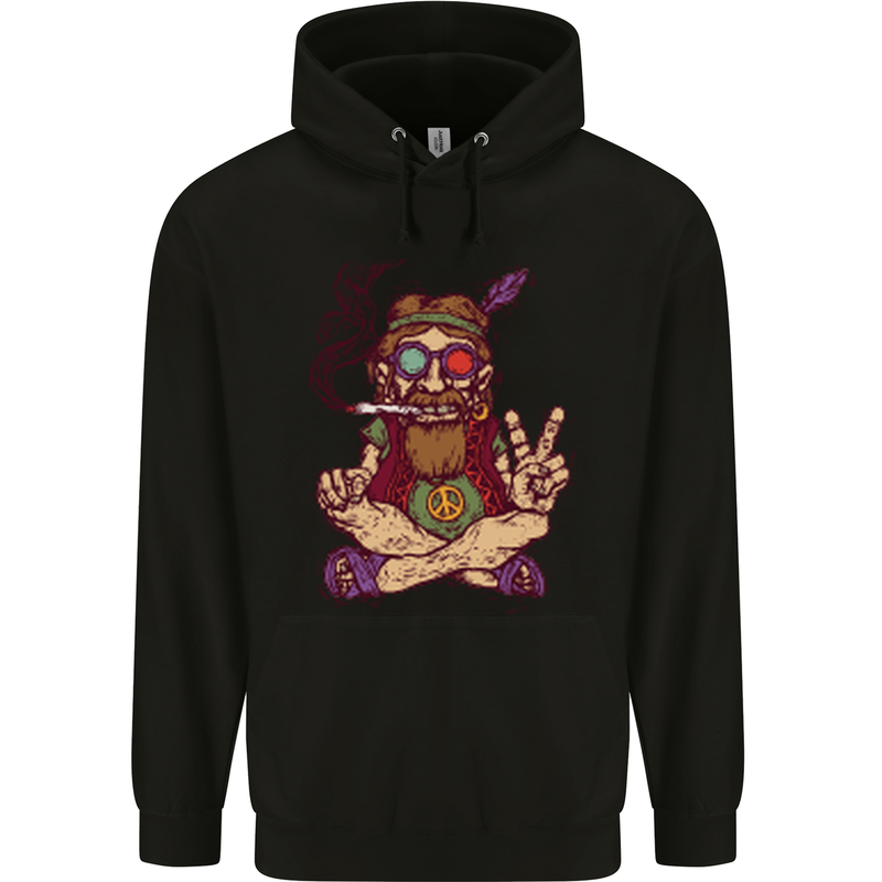 Stoned Hippy Spliff Weed Drugs LSD Acid Mens 80% Cotton Hoodie Black
