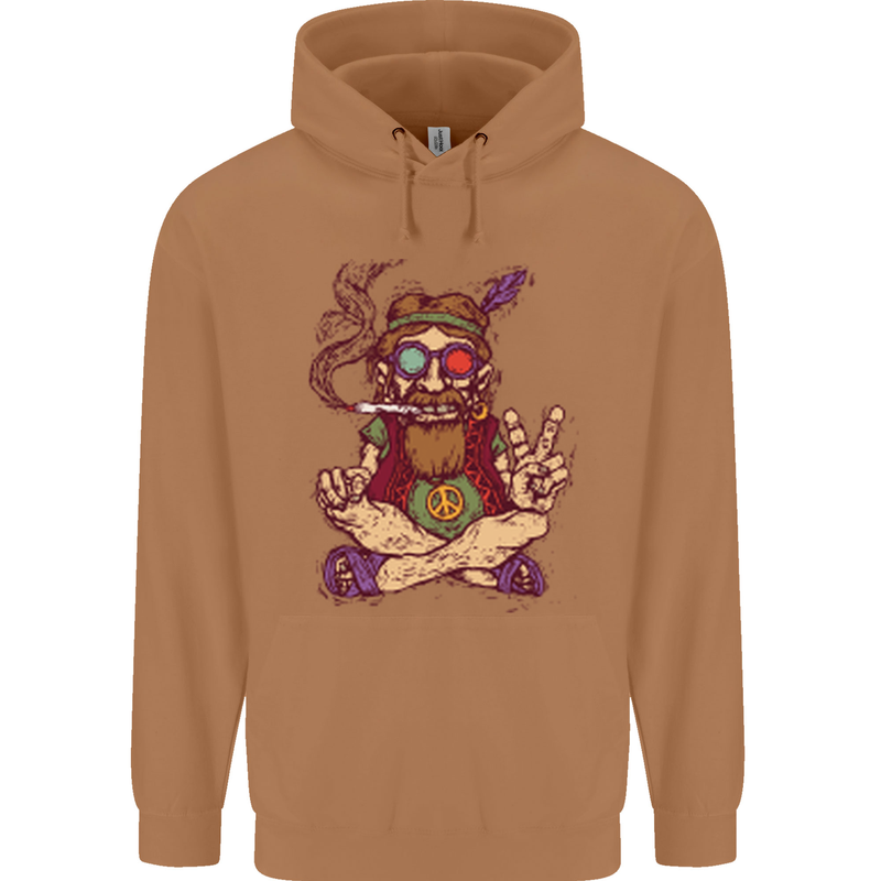 Stoned Hippy Spliff Weed Drugs LSD Acid Mens 80% Cotton Hoodie Caramel Latte