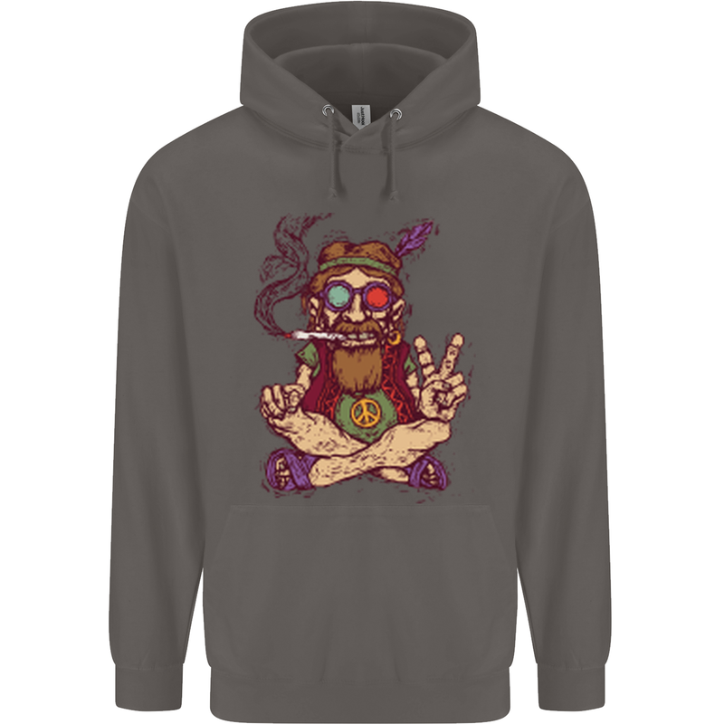 Stoned Hippy Spliff Weed Drugs LSD Acid Mens 80% Cotton Hoodie Charcoal