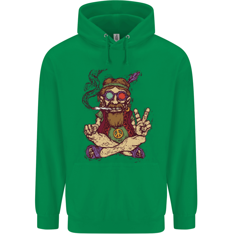 Stoned Hippy Spliff Weed Drugs LSD Acid Mens 80% Cotton Hoodie Irish Green