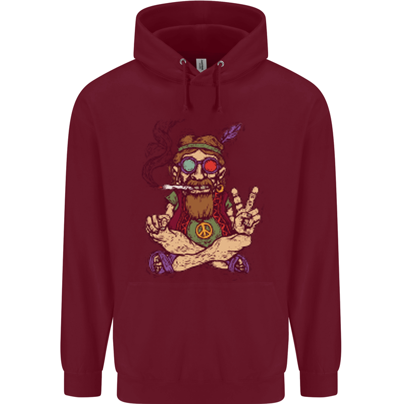 Stoned Hippy Spliff Weed Drugs LSD Acid Mens 80% Cotton Hoodie Maroon