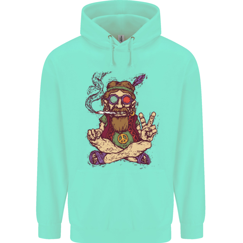 Stoned Hippy Spliff Weed Drugs LSD Acid Mens 80% Cotton Hoodie Peppermint