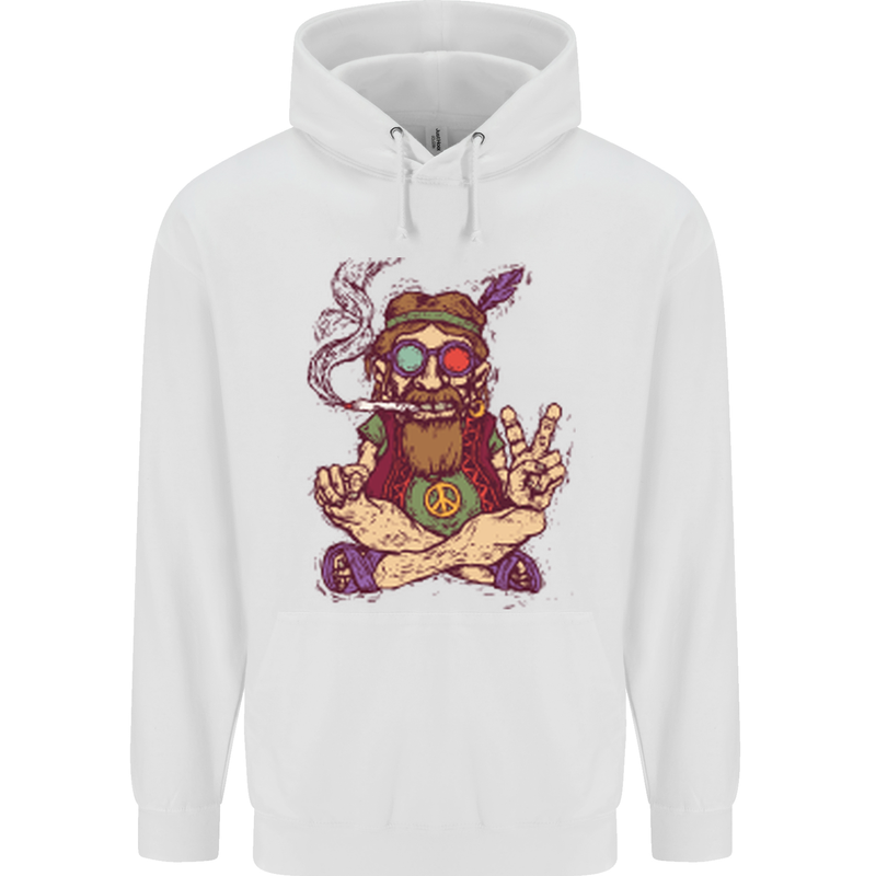 Stoned Hippy Spliff Weed Drugs LSD Acid Mens 80% Cotton Hoodie White