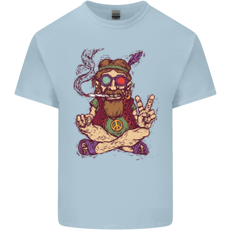 Stoned Hippy Spliff Weed Drugs LSD Acid Mens Cotton T-Shirt Tee Top Light Blue