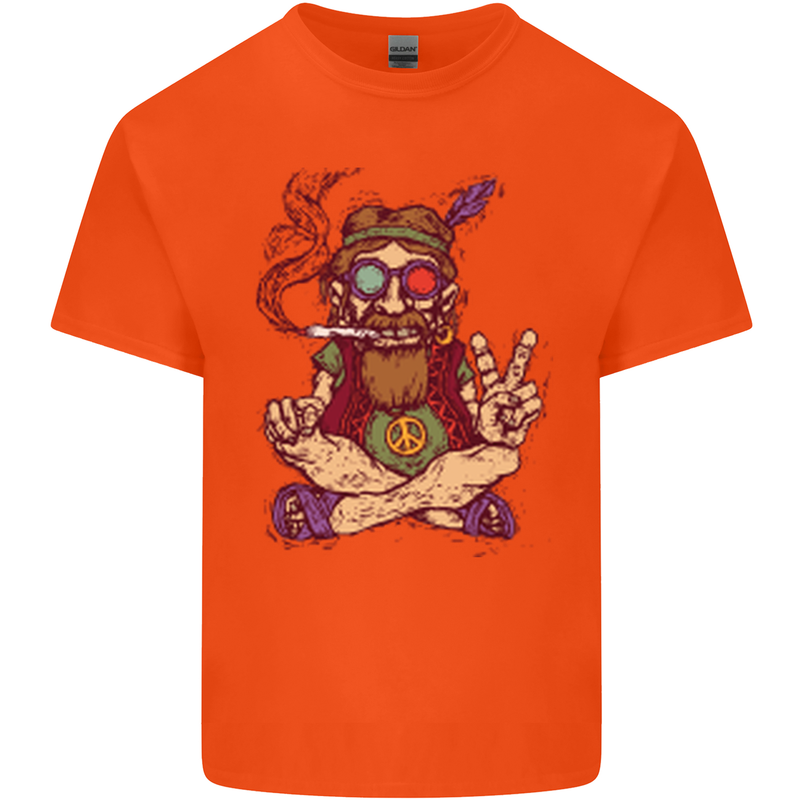 Stoned Hippy Spliff Weed Drugs LSD Acid Mens Cotton T-Shirt Tee Top Orange