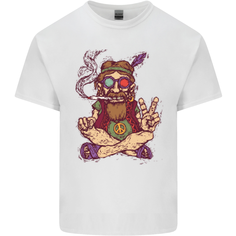 Stoned Hippy Spliff Weed Drugs LSD Acid Mens Cotton T-Shirt Tee Top White