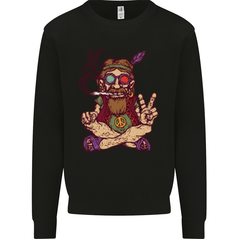 Stoned Hippy Spliff Weed Drugs LSD Acid Mens Sweatshirt Jumper Black
