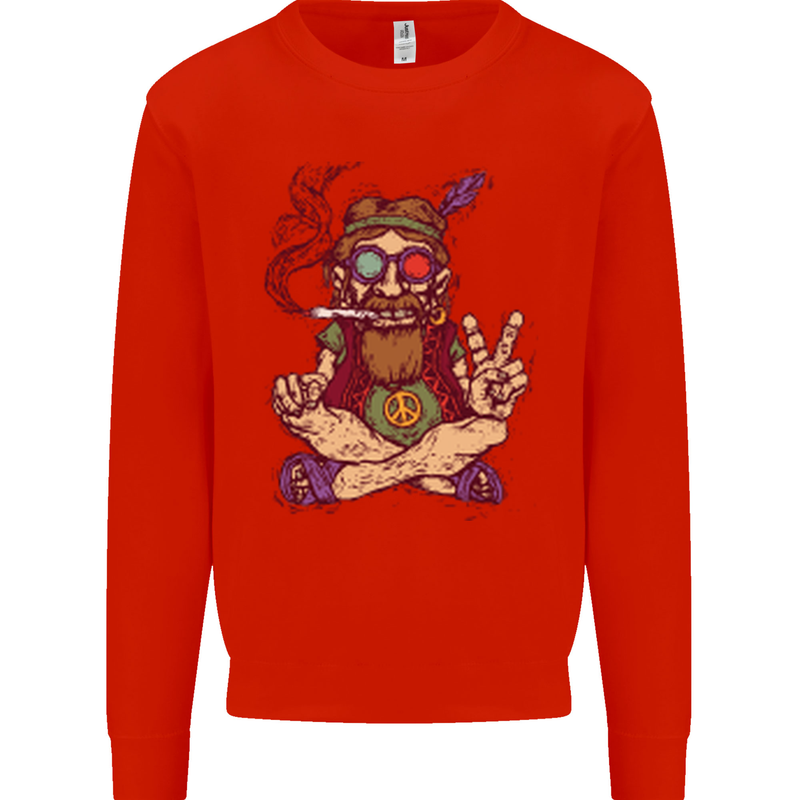 Stoned Hippy Spliff Weed Drugs LSD Acid Mens Sweatshirt Jumper Bright Red