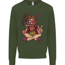 Stoned Hippy Spliff Weed Drugs LSD Acid Mens Sweatshirt Jumper Forest Green