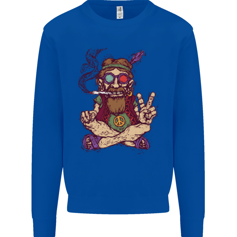 Stoned Hippy Spliff Weed Drugs LSD Acid Mens Sweatshirt Jumper Royal Blue