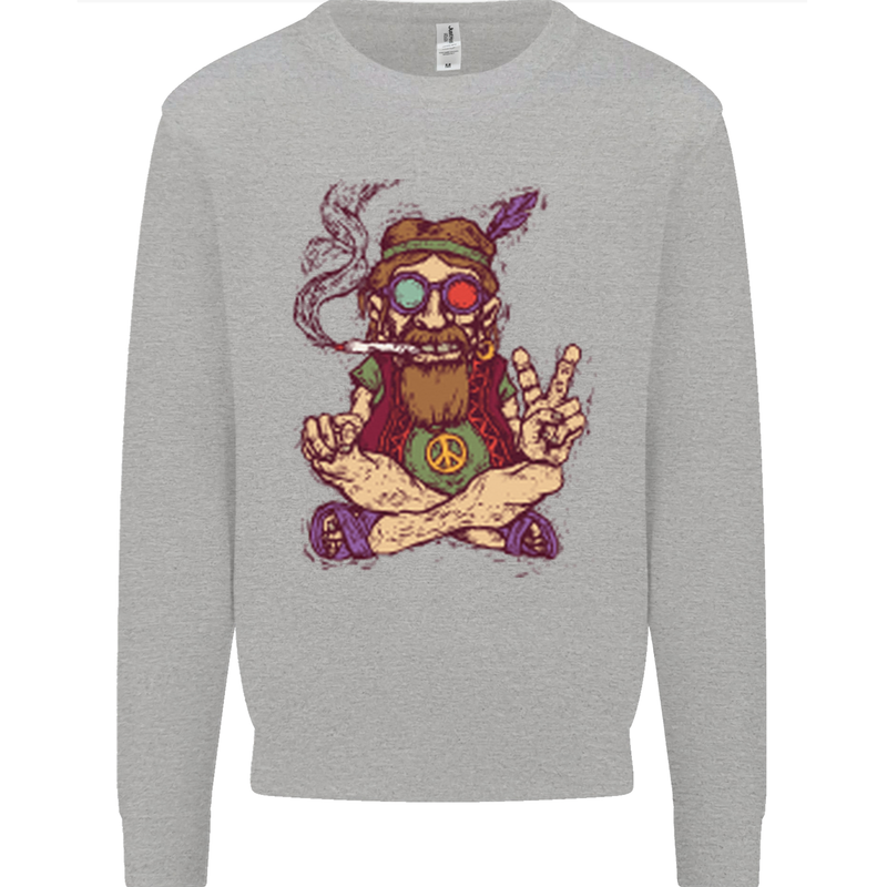 Stoned Hippy Spliff Weed Drugs LSD Acid Mens Sweatshirt Jumper Sports Grey